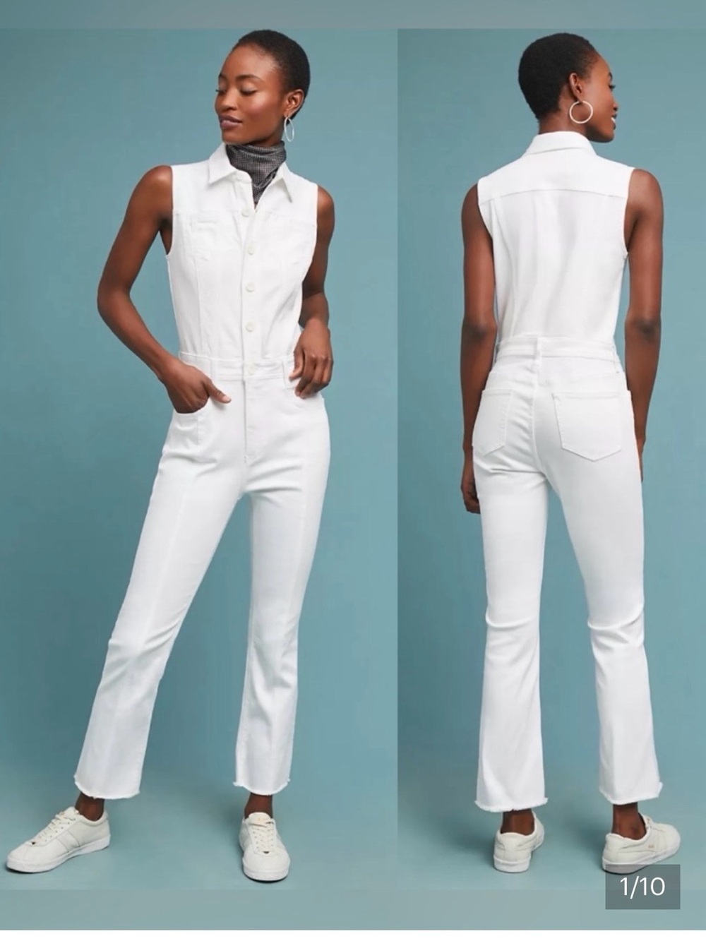 Pilcro and the Letterpress White Denim Jumpsuit